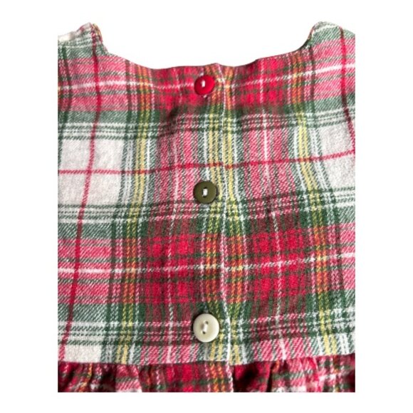 APRIL CORNELL PLAID COTTON BABY TODDLER DRESS 12 TO 18 MOS SMOCKING BUTTON BACK - Picture 4 of 8
